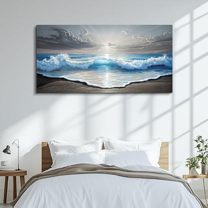 QIYILEXWART Canvas Wall Art For Living Room Wall Decor For Bedroom Office Wall Decoration Ocean Waves Landscape Painting Farmhouse Pictures Artwork Room Aesthetic Home Decor 20x40 In