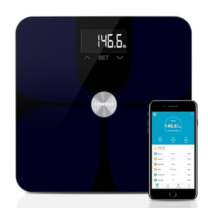 Tenergy Vitalis Body Fat Scale, High Precision BMI Scale, Wireless Bluetooth Body Scale with Large Display, Digital Weight Scale Max Weight 400 LBS, Compatible w/iOS/Android
