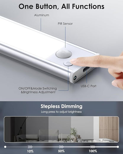 VerRon 5-Pack Under Cabinet Lighting, Upgraded 2200mAh Rechargeable Under Cabinet Lights Wireless, LED Motion Sensor Light Indoor Closet Lights Under-Counter Light Fixtures for Kitchen, Hallway, 10in