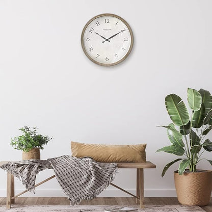 Modern Farmhouse Clock, No Ticking Silent Clock, Modern and Vintage (Light Gray Oak, 12 inch)