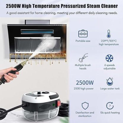 Saker Handheld Steam Cleaner, 2500W Multi-Surface Steamer with 6 Adjustable Steam Settings, Large 36oz Tank, and Attachments for Floors, Windows and More (White-Dual Control (Upgraded Touch Control))