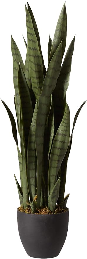 Nearly Natural, Green 4855 35in. Sansevieria with Black Planter