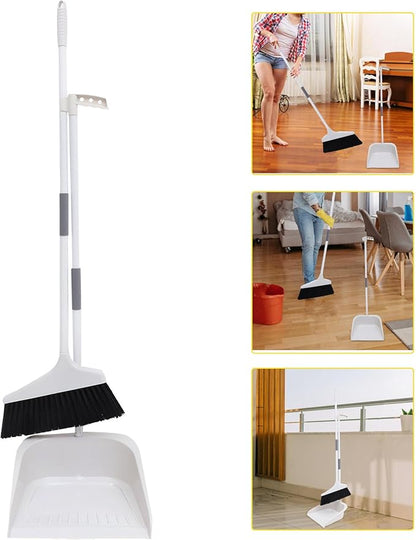 Broom and Dustpan Set Cleaning Broom Set Stable Dustpan and Long Handle for Lobby and Kitchen