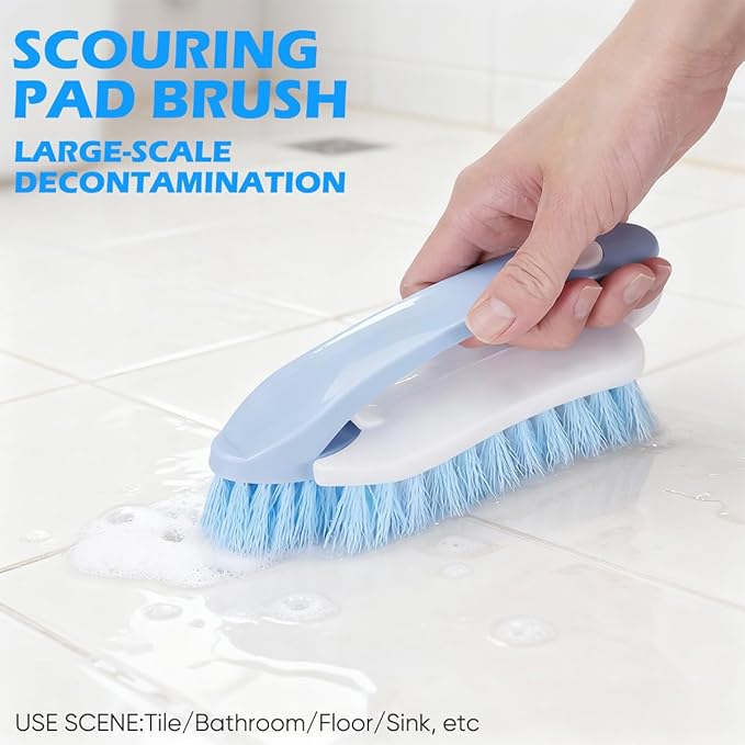 Cleaning Brush Set for Household Use, Scrub Brush, Bathroom Cleaning Brushes, Crevice Cleaning Brush for Bathroom, Floor, Tub, Shower and Kitchen Surface (4 PCS)