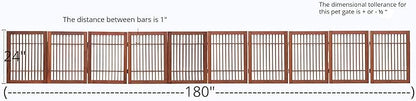 Urnporium Pet Dog Gate Strong and Durable Freestanding Folding Acacia Hardwood Portable Wooden Fence Indoors or Outdoors Foldable pet Barrier for The House (Brown Pet Gate, 10 Panel 24" Tall)