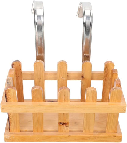 NUOBESTY Wooden Soap Hanging Basket Bathroom Storage Basket Shower Caddy over Tub Hanging Organizer for Bath Accessories