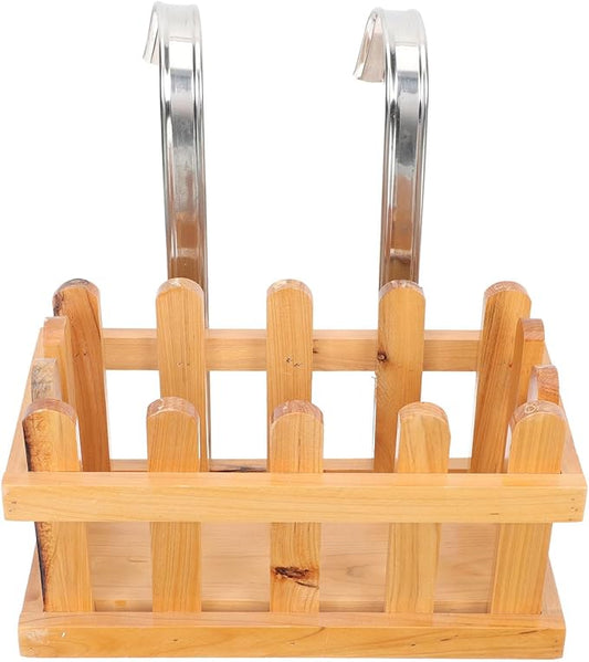 NUOBESTY Wooden Soap Hanging Basket Bathroom Storage Basket Shower Caddy over Tub Hanging Organizer for Bath Accessories
