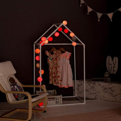 PETITE MAISON Kids Closet - Dress up Clothing Garmet Rack, Hanging Costume Organizer with Cute House Frame, Handmade Premium Quality, 25" x 17" x 47", Aluminium Super-Light, Medium White