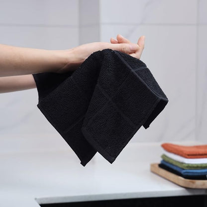 Glynniss Dishcloths Kitchen Highly Absorbent Dish Rags 100% Cotton Dish Cloths for Washing Dishes, Cleaning (Rust White, 11x11)