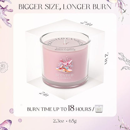 Scented Candles Gifts for Women, Candle Gift Set for Her, 3 Pink Ocean Candles, Birthday Gifts for Women/Men (Pink, 7 oz)
