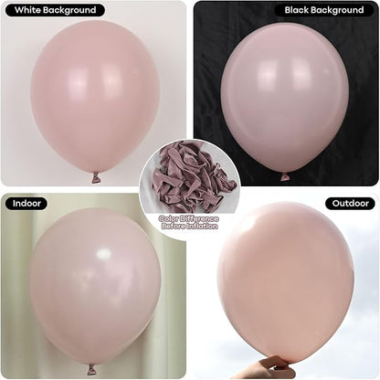 Dusty Pink Balloons, 12 Inch Double Stuffed Blush Pale Light Pink and Pearl Balloon Clear Balloon for Women Girls Baby Shower Bridal Shower Wedding Boho Birthday Party Decorations