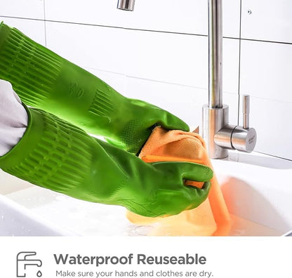 Rubber dishwashing gloves 3 or 6 Pairs for kitchen,Cleaning washing dish gloves long for household reuseable durable.