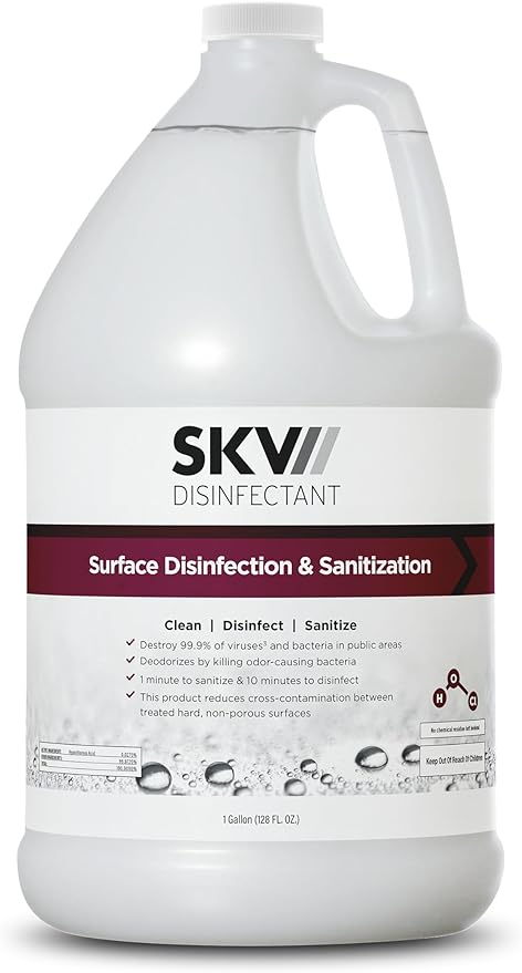 SKV Surface Disinfection and Sanitization | Cleans, Deodorizes, and Disinfects, Made with Hypochlorous Acid and Destroys 99.9% of Viruses and Bacteria. 1 Gallon
