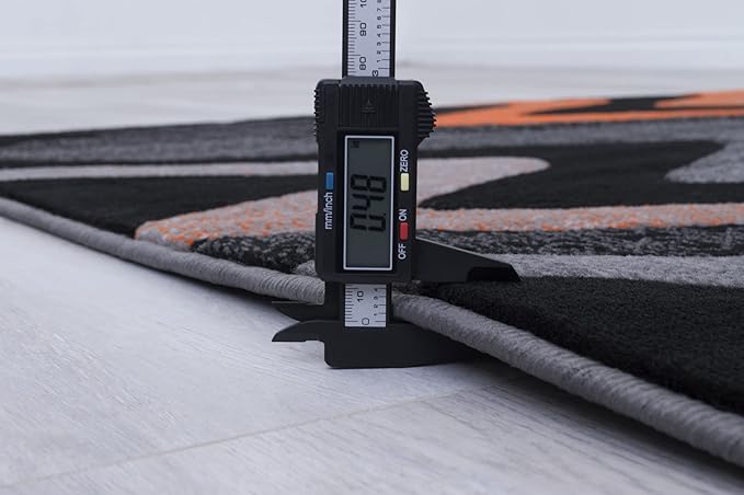 Allstar 8x10 Grey and Gainsboro Grey Modern and Contemporary Rectangular Accent Rug with Orange and Charcoal Grey Wavy Zigzag Design (7' 9" x 9' 8")