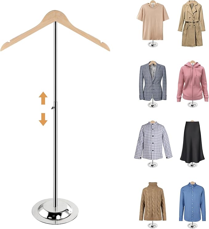 20-35 Inch Height Adjustable Shirt Display Stand, T Shirt Display Stand for Vendors, Shirt Rack for Clothing Dress Garment Coat Retail (Wooden-primary color, 1 Pcs)