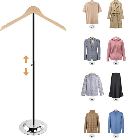 20-35 Inch Height Adjustable Shirt Display Stand, T Shirt Display Stand for Vendors, Shirt Rack for Clothing Dress Garment Coat Retail (Wooden-primary color, 1 Pcs)