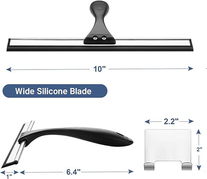 AmazerBath Squeegee for Shower Glass Door, Shower Squeegee for Glass Doors - All-Purpose Squeegee with Hook for Shower Doors, Windows, Mirrors, Tiles and Car Glass, 10 Inches
