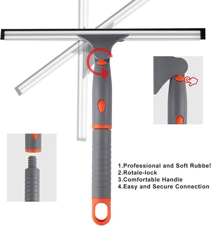 All Purpose 12 inch Shower Squeegee with 2pcs Rubber Wiper Blade BITOPE Window Squeegee Soft Safe to Clean Shower Door Bathroom Car Windshield Glass Mirrors