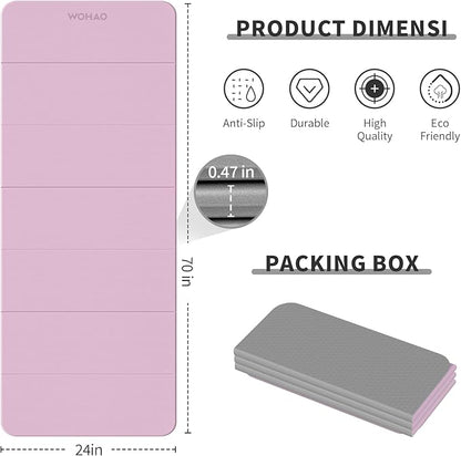 7-Fold Yoga Mat 70"x24" - 1/2 Inch Thick Folding Exercise Mat, Compact Non-Slip TPE Mat for Travel, Storage, Yoga & Home Gym, Lightweight & Portable