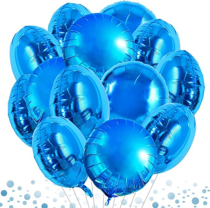 TONIFUL 30Pcs 18 Inch Large Blue Round Shape Foil Balloons Big Blue Circle Helium Mylar Ballons for Birthday Wedding Baby Shower Anniversary Engagement Party Decorations Supplies