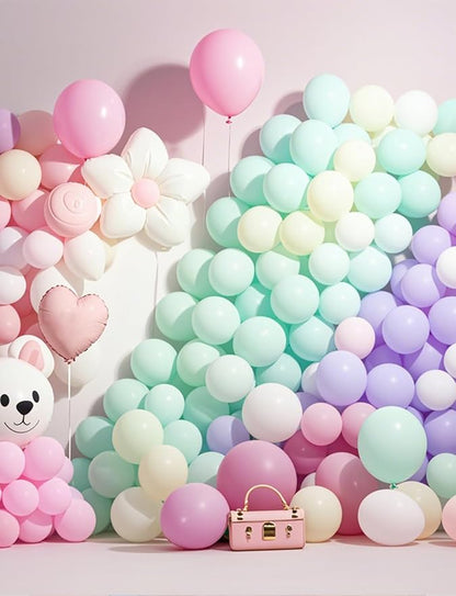 Pastel Macaron Balloons 100 Pack, 12 Inch Latex Helium Rainbow Balloons Garland with Assorted Colors for Birthdays Weddings Baby Showers Graduation Arch Party Decorations
