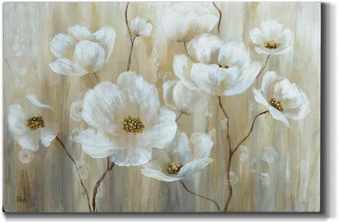Wexford Home Home Decor Landscape Canvas Wall Art Abstract Floral Painting Modern Pictures Artwork Decoration for Living Room Kitchen Bathroom Office, Ready to Hang, Shimmering Blossoms, 8x12