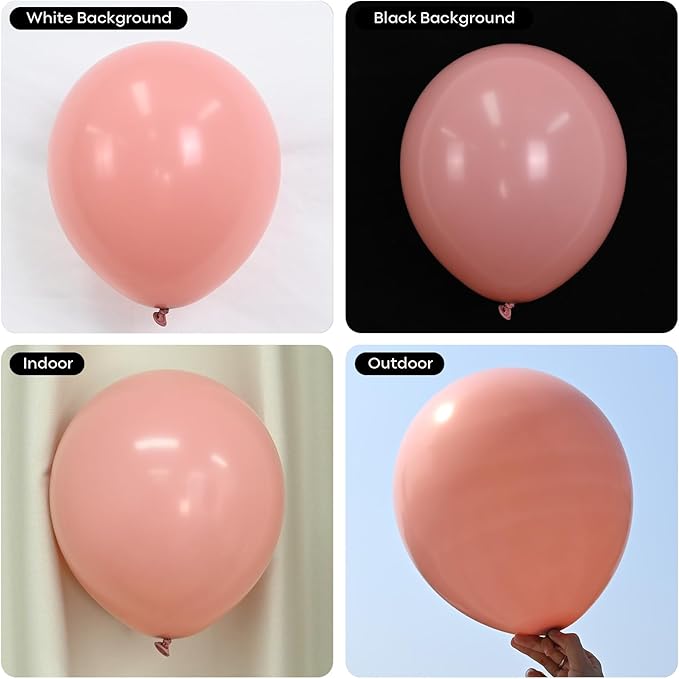 Retro Blush Pink Balloons, 60 Packs 12 Inch Dusty Pink Metallic Chrome Rose Gold White Sand Nude Balloons for Bridal Baby Shower Girls Boho Birthday Wedding Decorations Supplies