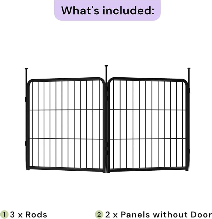 SunsGrove Dog Playpen Outdoor, Heavy Duty 45 Inch 2 Panels Play Pen for Large Dogs, Free and Safe Play Dog Fence, Black