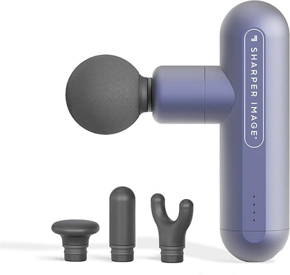 Sharper Image Powerboost Move 2.0 - Mini Percussion Massage Gun| 4 Attachments, 4 Speeds| Portable Full Body Back & Shoulder Massager| Muscle Recovery & Pain Relief| Deep Tissue Massage Tool Gift