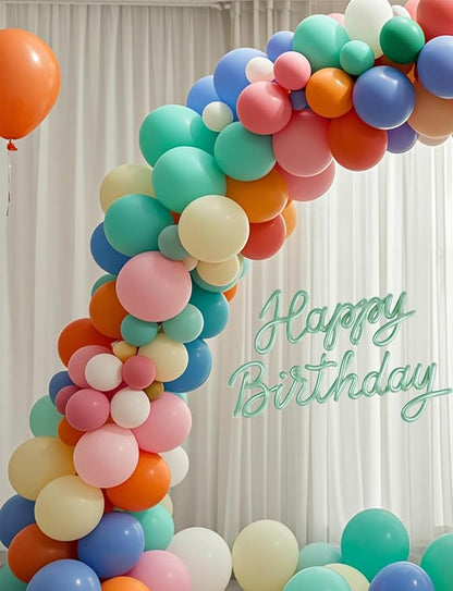 10 Colors Rainbow Party Balloons 100 Pack, 12 Inch Vibrant Latex Helium Round Balloons Garland for Birthdays Weddings Baby Showers Arch Decorations