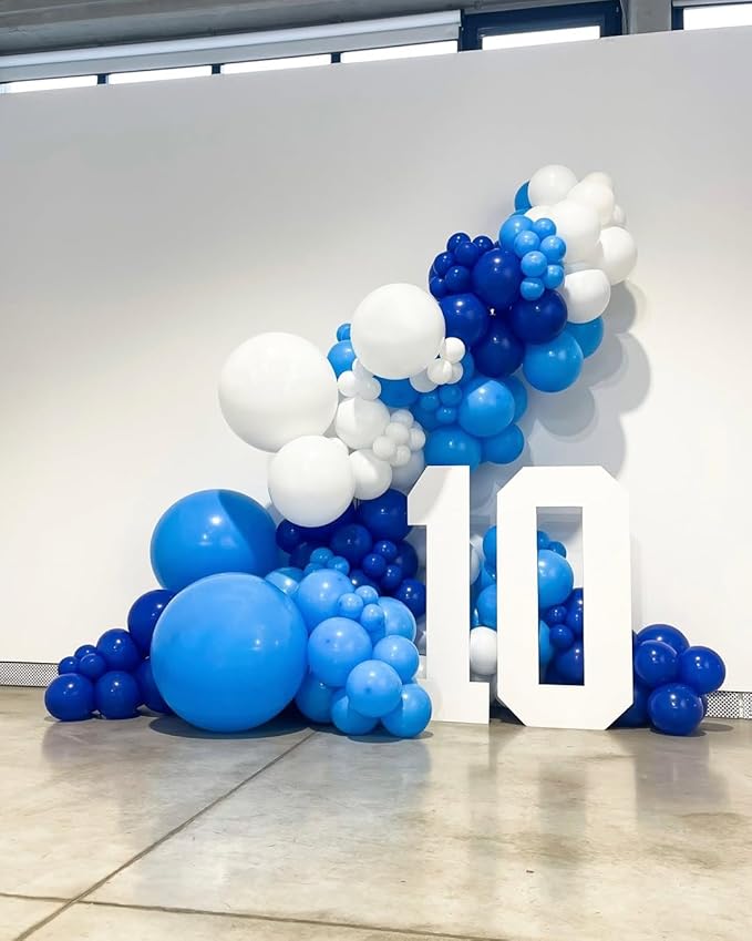 Blue Balloons Set, 65Pcs 12in Metallic Dark Macaron Baby Blue Party Balloons for Birthday Gender Reveal Baby Shower Weddind Baseball Nautical Party Decorations