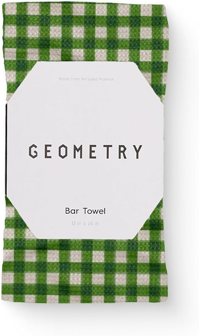 GEOMETRY Bar Towels for Kitchen Premium Towels for Cleaning Dishes & Glassware - Absorbent & Fast Drying Kitchen Towels - Merry Green, 12" x 14" - 1-Piece