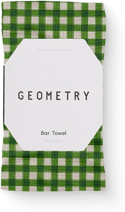 GEOMETRY Bar Towels for Kitchen Premium Towels for Cleaning Dishes & Glassware - Absorbent & Fast Drying Kitchen Towels - Merry Green, 12" x 14" - 1-Piece