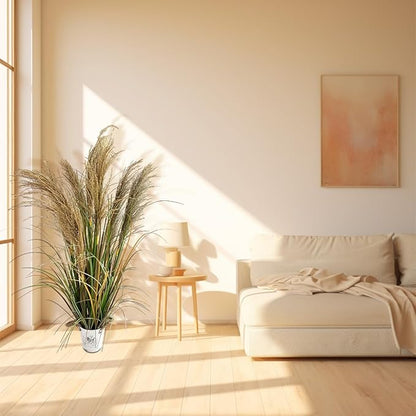 Alonfala - 43" (1-Pack) Pampas Grass Potted Plants - Artificial Faux Plants Featuring Tall Grass, Home Decor, Housewarming, and New Home Celebration. Elevate with Fake Plants, Ideal for Floor Decor.