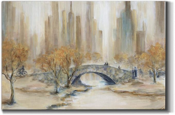 Wexford Home Decor Landscape Canvas Wall Art Abstract Floral Painting Modern Pictures Artwork Decoration for Living Room Kitchen Bathroom Office, Ready to Hang, central park, 32x48