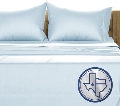 TEXAS LINEN CO. 100% Egyptian Cotton Sheets California King Size - 1000 Thread Count 6 PC Luxury 5-Star Hotel Cal King Sheets, 16" Deep Pocket Sateen Weave, Soft Cooling Bed Sheet Set - Light Blue