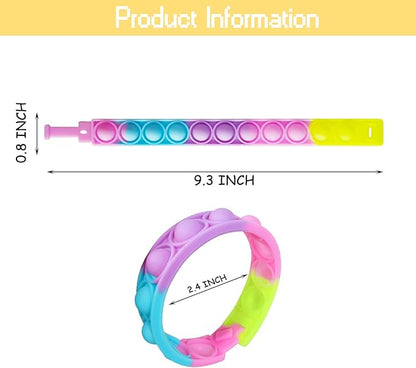 16 Pcs Pop Bubble Bracelet Fidget Toys, Pop Wristband Fidget Bulk Toy for Party Favors Halloween Christmas Valentine Gifts Students Gifts Easter Egg Basket Stuffer Classroom Prizes Goodie Bag for Kids