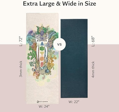 Pro Hemp Mat - Artist Designed, Premium Printed Eco-Friendly Non-Slip mat, Great for Regular & Hot Yoga, Pilates, Workouts 72 inch x 24 inch x 3mm Thick