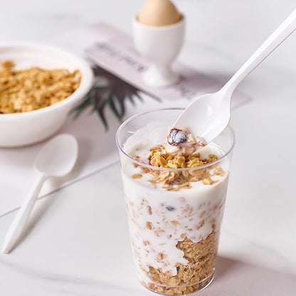 FOCUSLINE 2000 Pack White Plastic Spoons Bulk, Heat Resistant Disposable Teaspoons, Plastic Silverware for Take out Restaurants, Parties, Picnics, Travel & Any Events