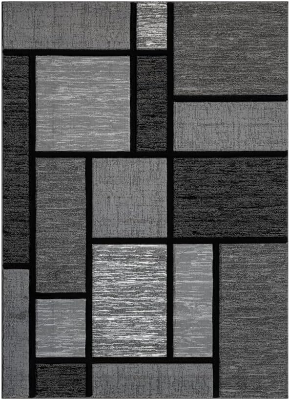 Ultra Soft Area Rug - Modern Abstract Design for Living Room & Bedroom - Foldable, Stain Resistant, Easy to Clean - (8x11, Grey)