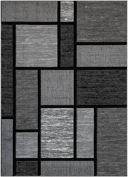 Ultra Soft Area Rug - Modern Abstract Design for Living Room & Bedroom - Foldable, Stain Resistant, Easy to Clean - (8x11, Grey)