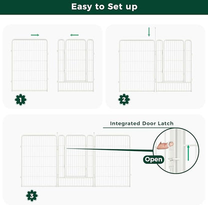 FXW Garden Fence Outdoor for The Yard – 40in(H) x 36.4ft(L) Heavy Duty Metal Animal Barrier for Dog and Rabbit, Decorative Dog Fence, 16 Panels, White