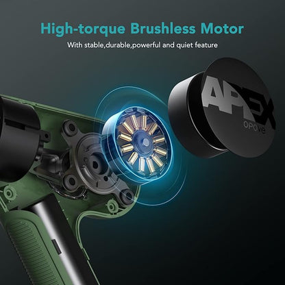 Opove Massage Gun Fascia Percussive Muscle Massager 14.5mm for Back Pain Relief Workout Recovery in Gym Home Office Daily Massage, Ergonomic for Effortless to Use, Apex Green