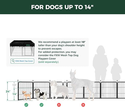 FXW Rollick Unleashed Dog Playpen for Indoor, Yard, RV Camping, 24 inch 24 Panels for Small and Puppy Dogs, Black│Patented