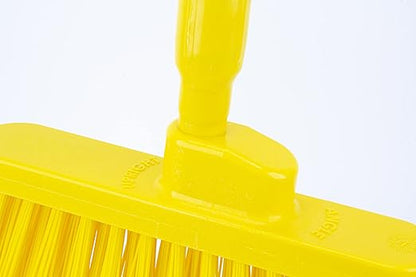 SPARTA 41083EC04 Plastic Color Coded Broom, Unflagged Bristles, Long Broom With Angled Head For Small Debris Cleaning, 56 Inches, Yellow