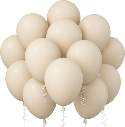 White Sand Balloons, 12 Inch 30 Pcs Beige Balloon Boho White Latex Cream Balloons Matte Off White Sand Neutral Helium Balloons for Birthday Wedding Baby Shower Anniversary Party Decorations