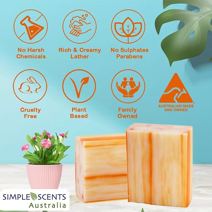 Orange Zest Scented Natural Soap Bars (5 Bars), 3.5oz Moisturizing French Triple Milled Soap Bars Enriched with Shea Butter - Pure Plant Oil Bath & Body
