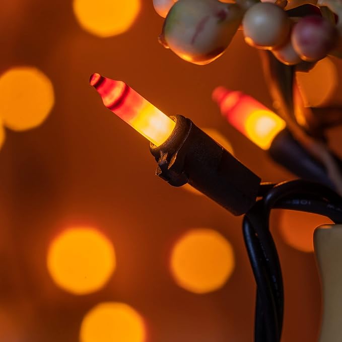 200 Count Candy Corn Christmas Lights, Pack of 2 Strands 100 Count 33 ft Black Wire UL Listed Halloween & Thanksgiving String Light (Candy Corn)
