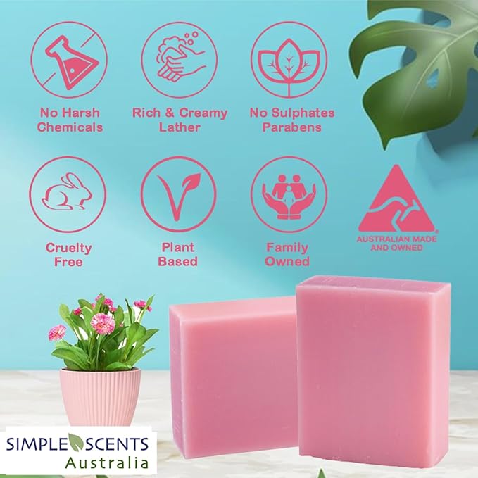 Rose Scented Natural Soap Bars (12 Bars), 3.5oz Moisturizing French Triple Milled Soap Bars Enriched with Shea Butter - Pure Plant Oil Bath & Body Bars