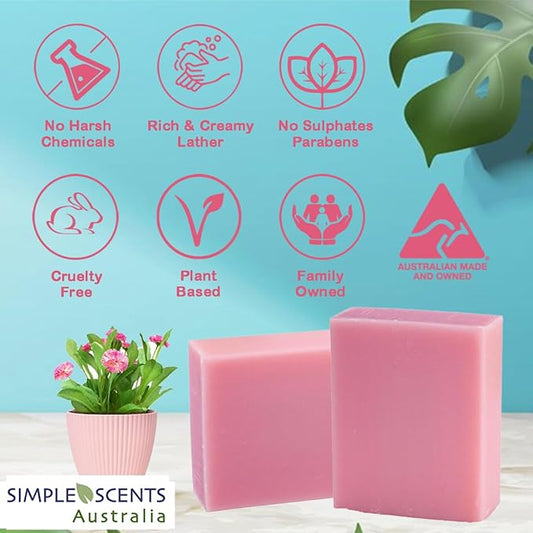 Rose Scented Natural Soap Bars (12 Bars), 3.5oz Moisturizing French Triple Milled Soap Bars Enriched with Shea Butter - Pure Plant Oil Bath & Body Bars
